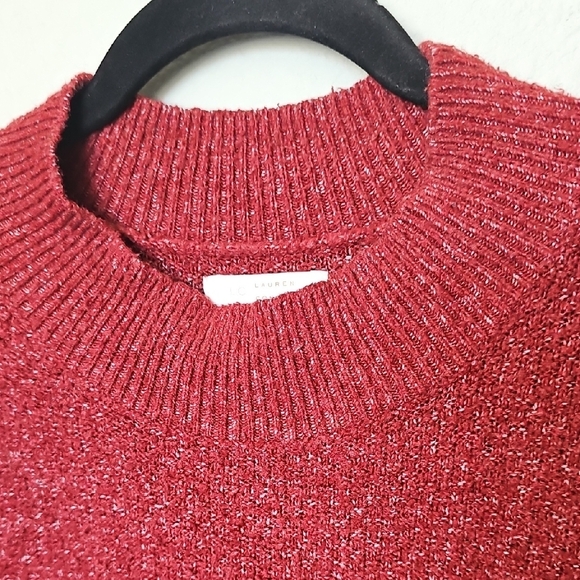 Lauren Conrad XL Oversized Cozy Red Knit Cable knit Mock Neck Sweater XL - Picture 2 of 7